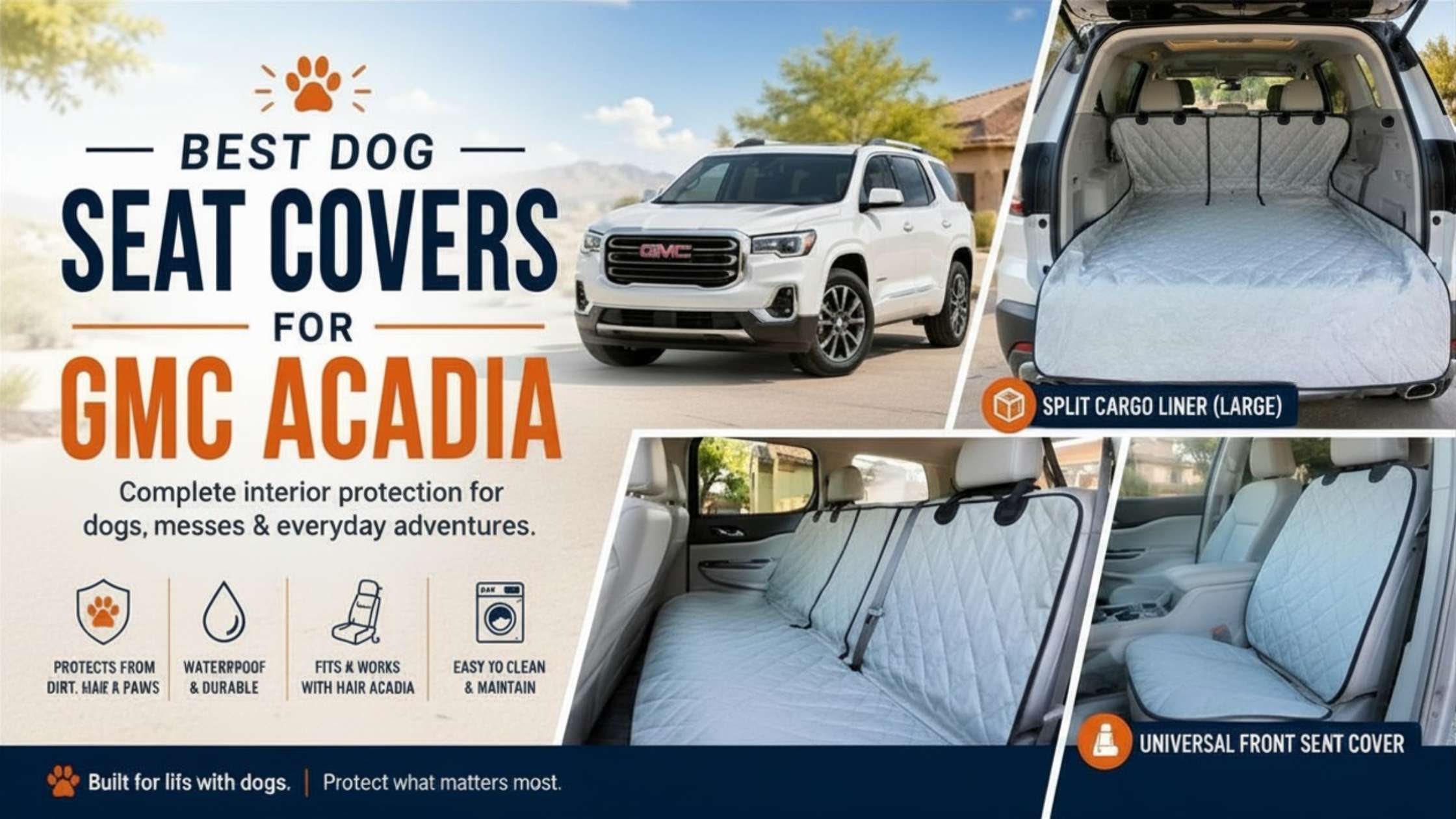 Best Dog Seat Covers for GMC Acadia: Rear Seat Cover, Cargo Liner & Front Seat Protection