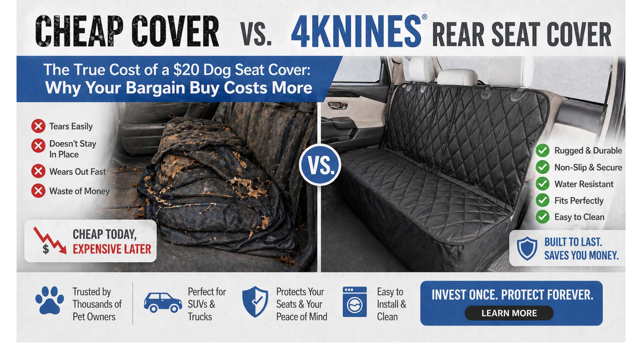 The True Cost of a $20 Dog Seat Cover vs 4Knines