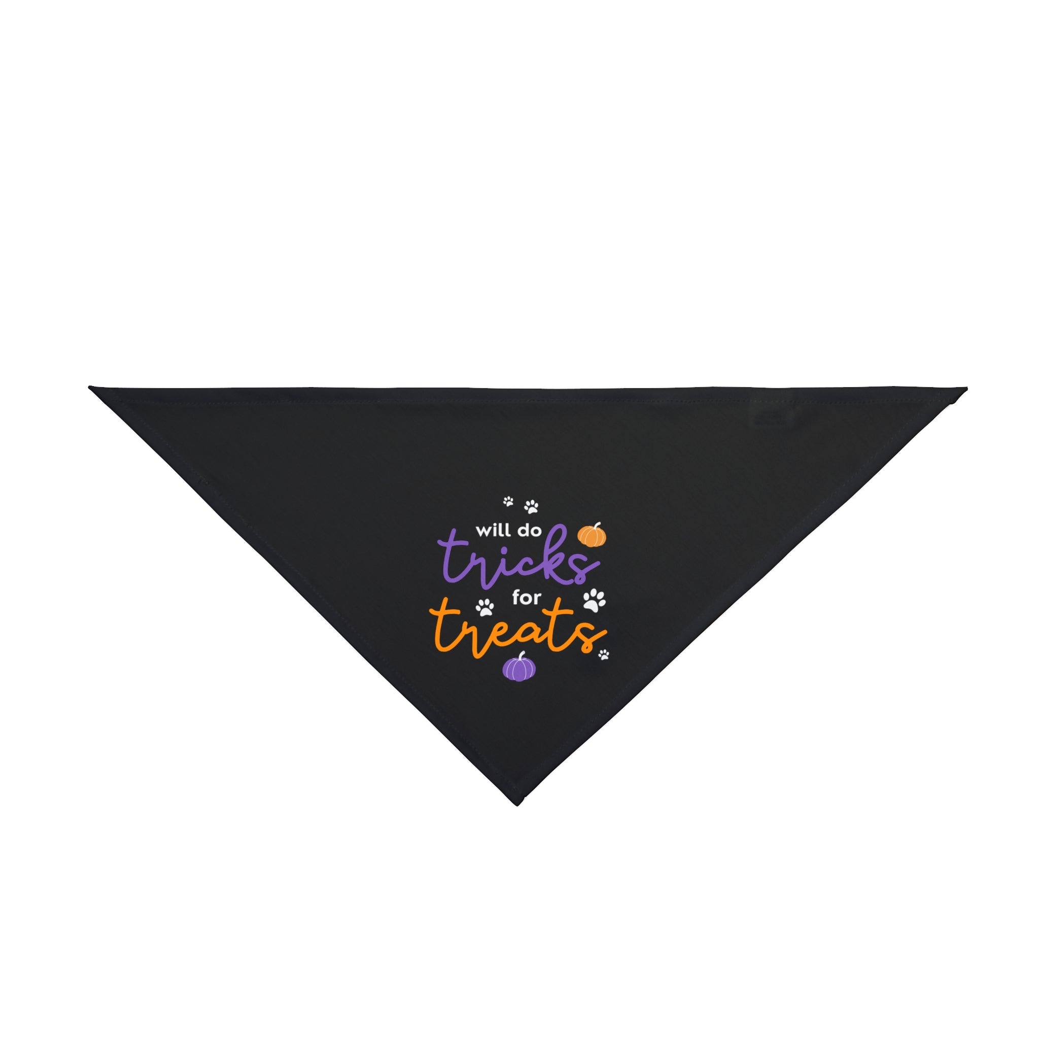 Halloween Pet Bandana, Cute Dog Bandana - Halloween Paw Prints with 'Will do Tricks for Treats', Halloween Dog Accessory,