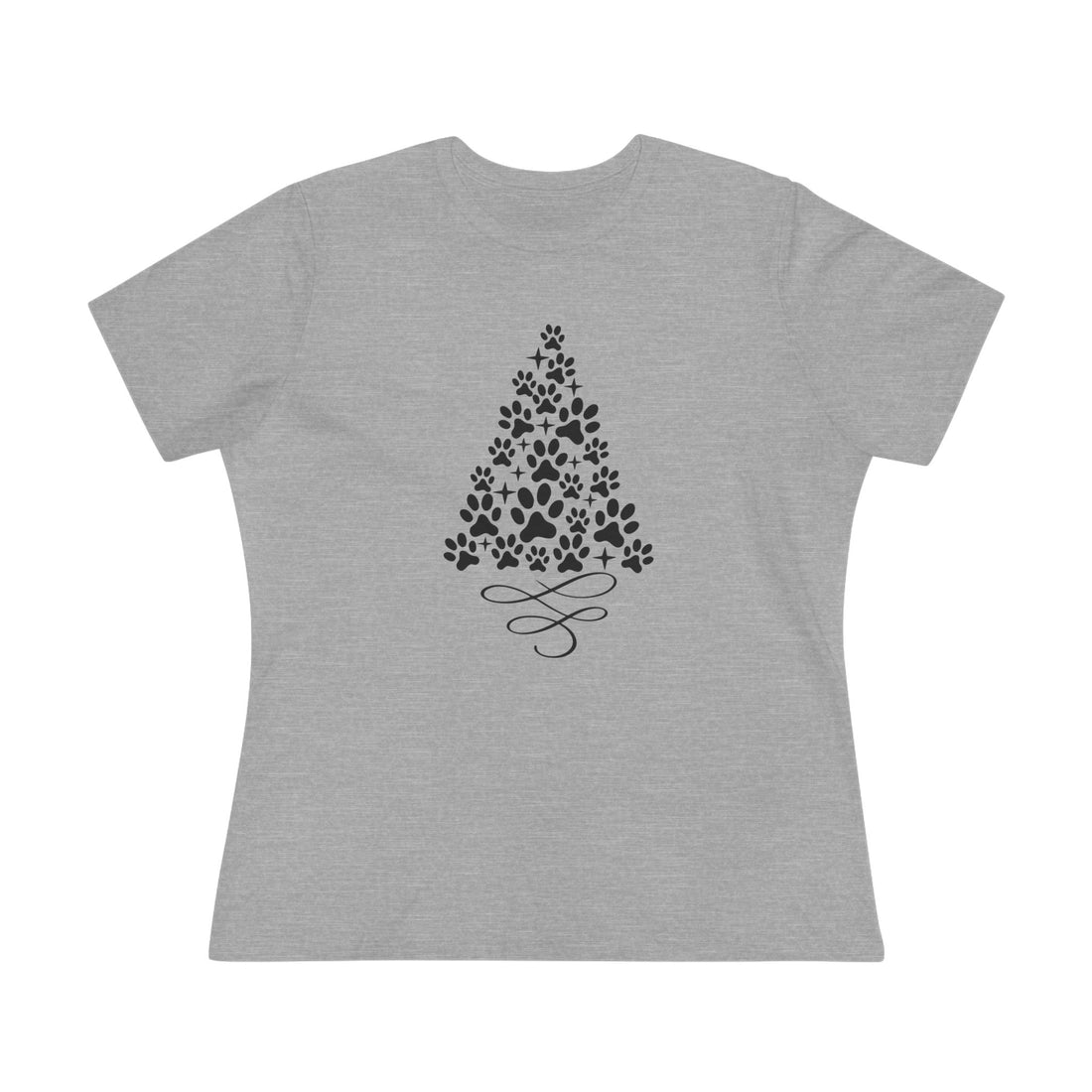 Christmas Paw Tree | Dog Lover Womens Tshirt grey