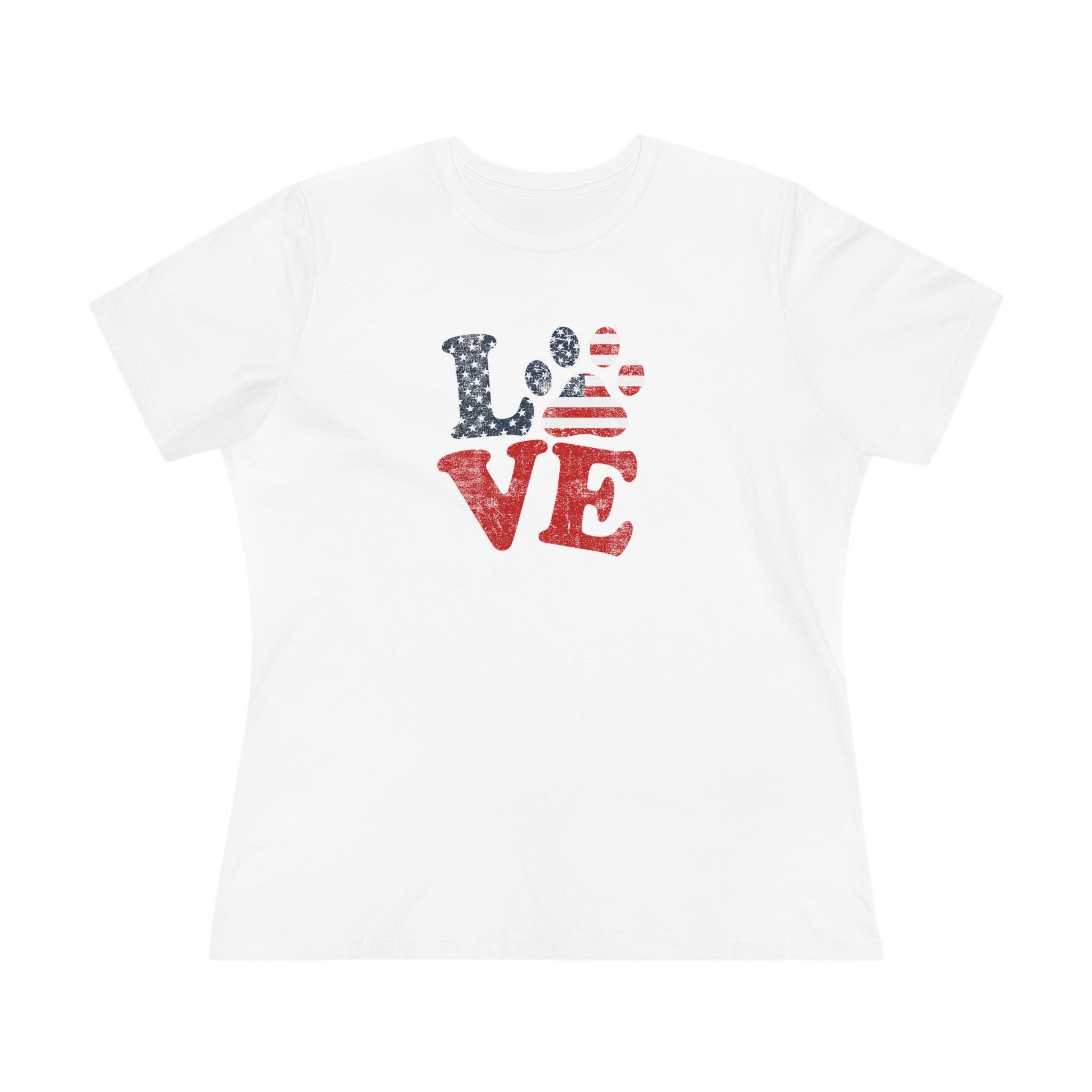 Love USA Paw | Patriotic Dog Lover Womens Tshirt