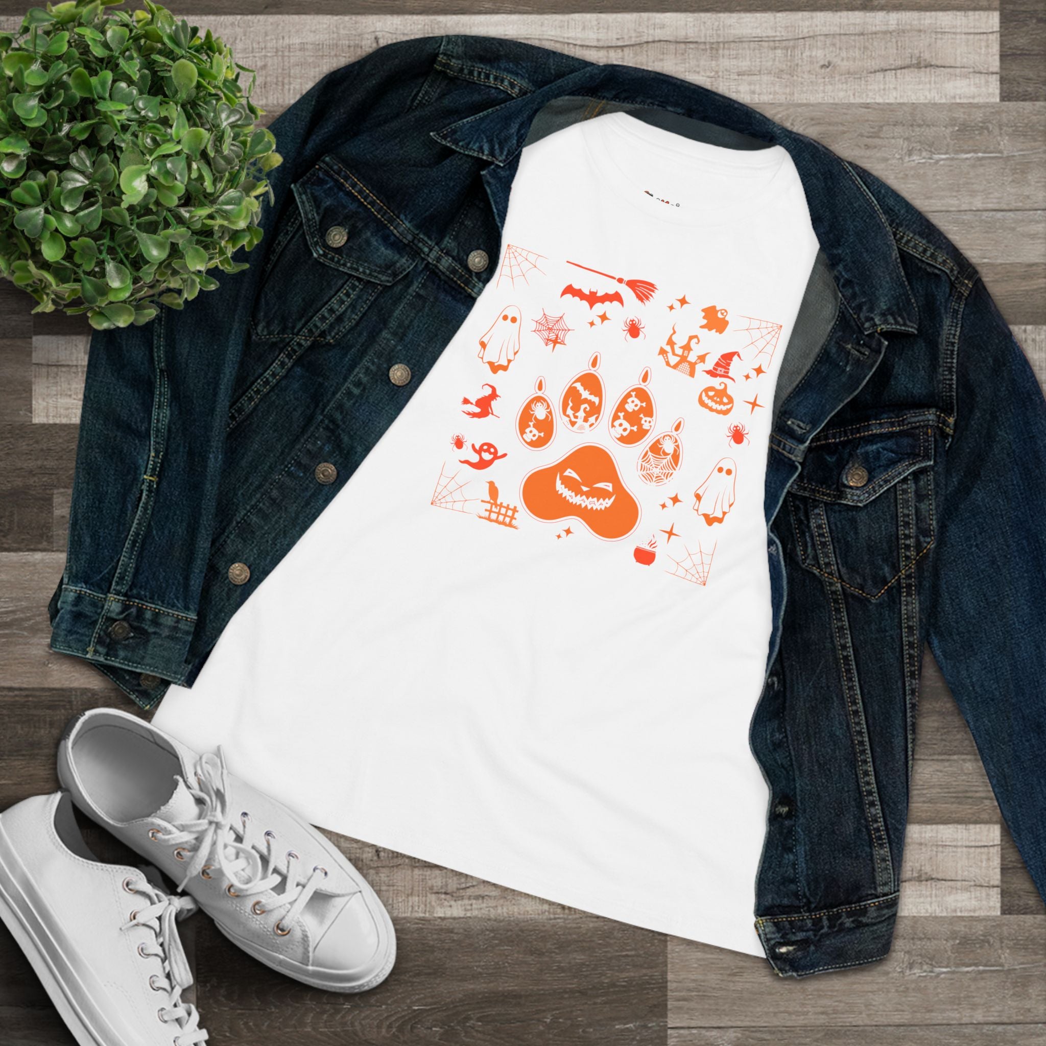 Halloween Paw | Halloween Graphic Shirt for Dog Lovers Womens Tshirt