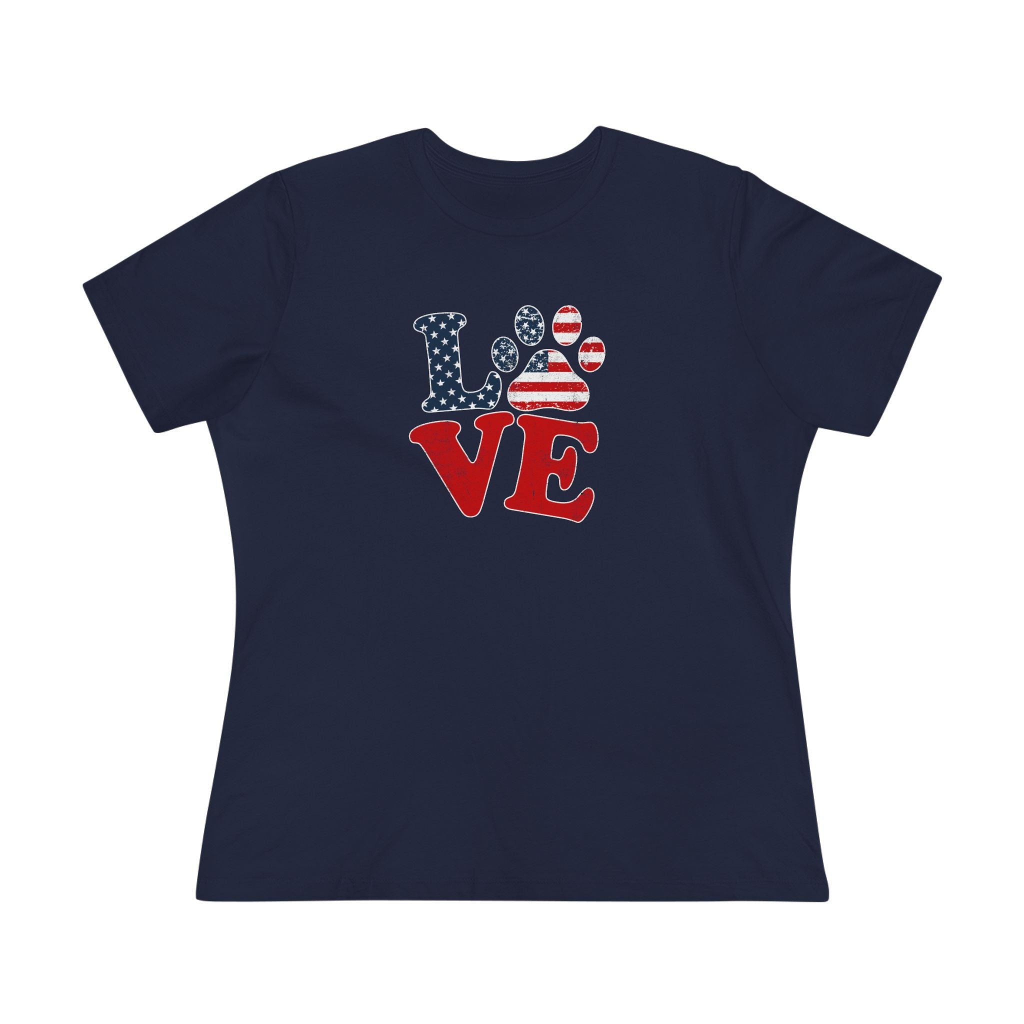 Love USA Paw | Patriotic Dog Lover Womens Tshirt