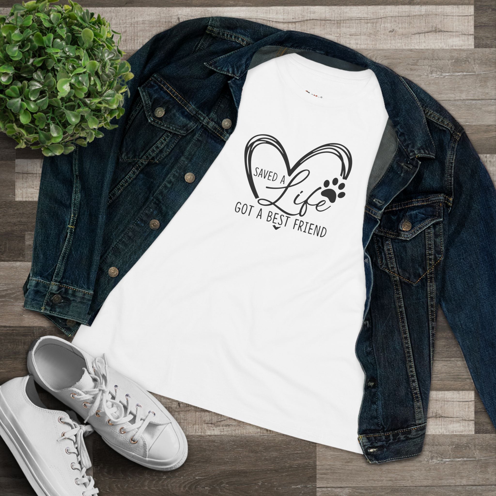 Saved A Life, Got A Best Friend | Rescue Dog Mom Womens Tshirt
