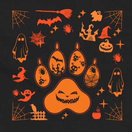 Halloween Paw | Graphic Shirt for Dog Lovers Womens Tshirt close up