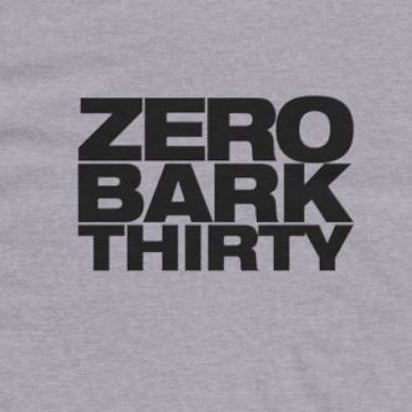 Zero Bark Thirty | Dog Dad Humor Tshirt close up