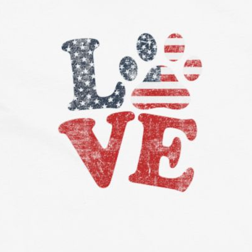 Love USA Paw | Patriotic Dog Lover Womens Tshirt close up