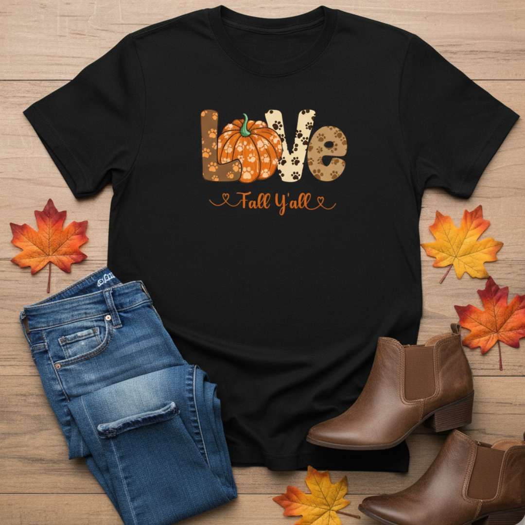 Love Fall Y'all | Fall and Dog Lovers Womens Tshirt