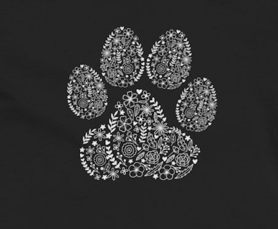 Flower Paw | Dog Lover Womens Tshirt close up