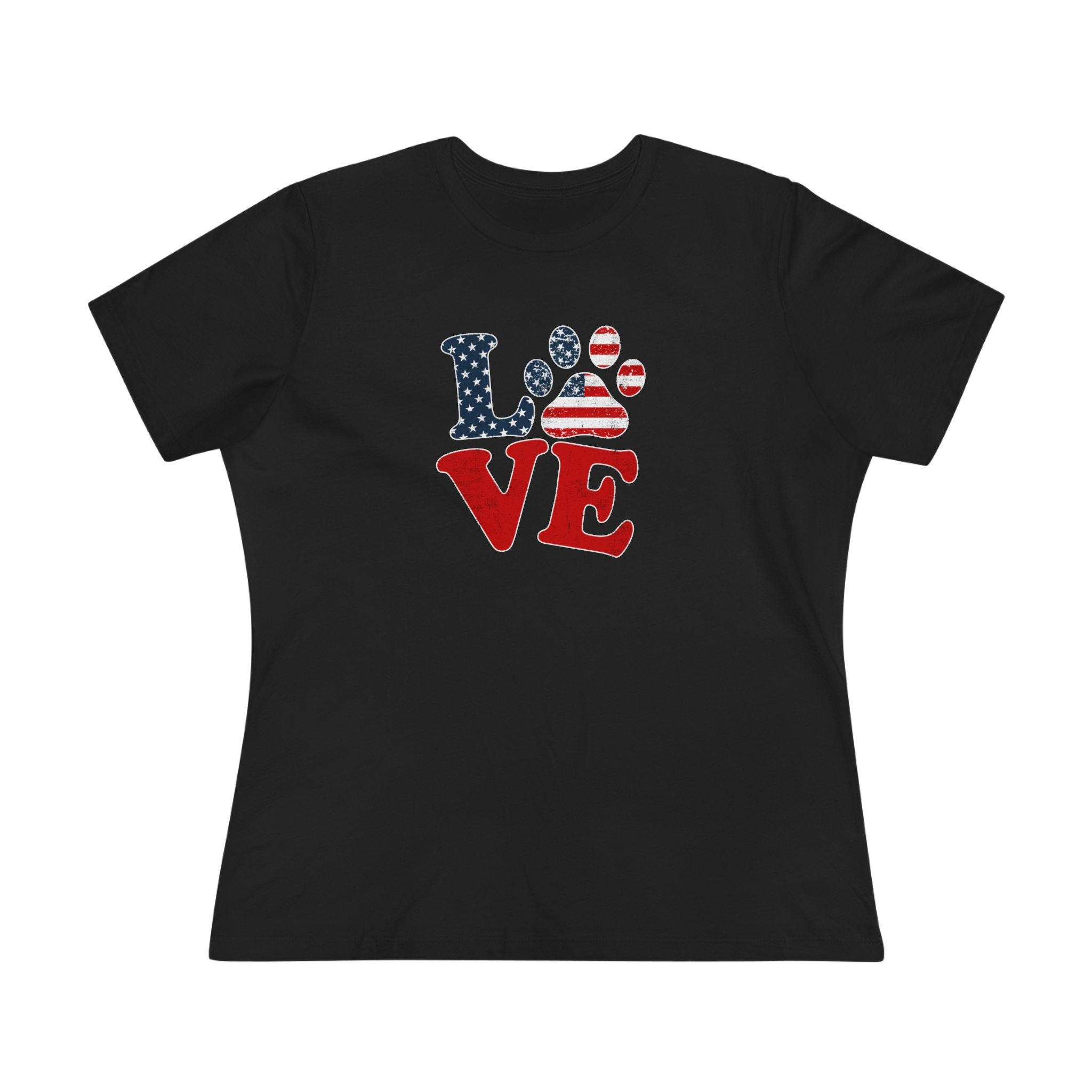 Love USA Paw | Patriotic Dog Lover Womens Tshirt