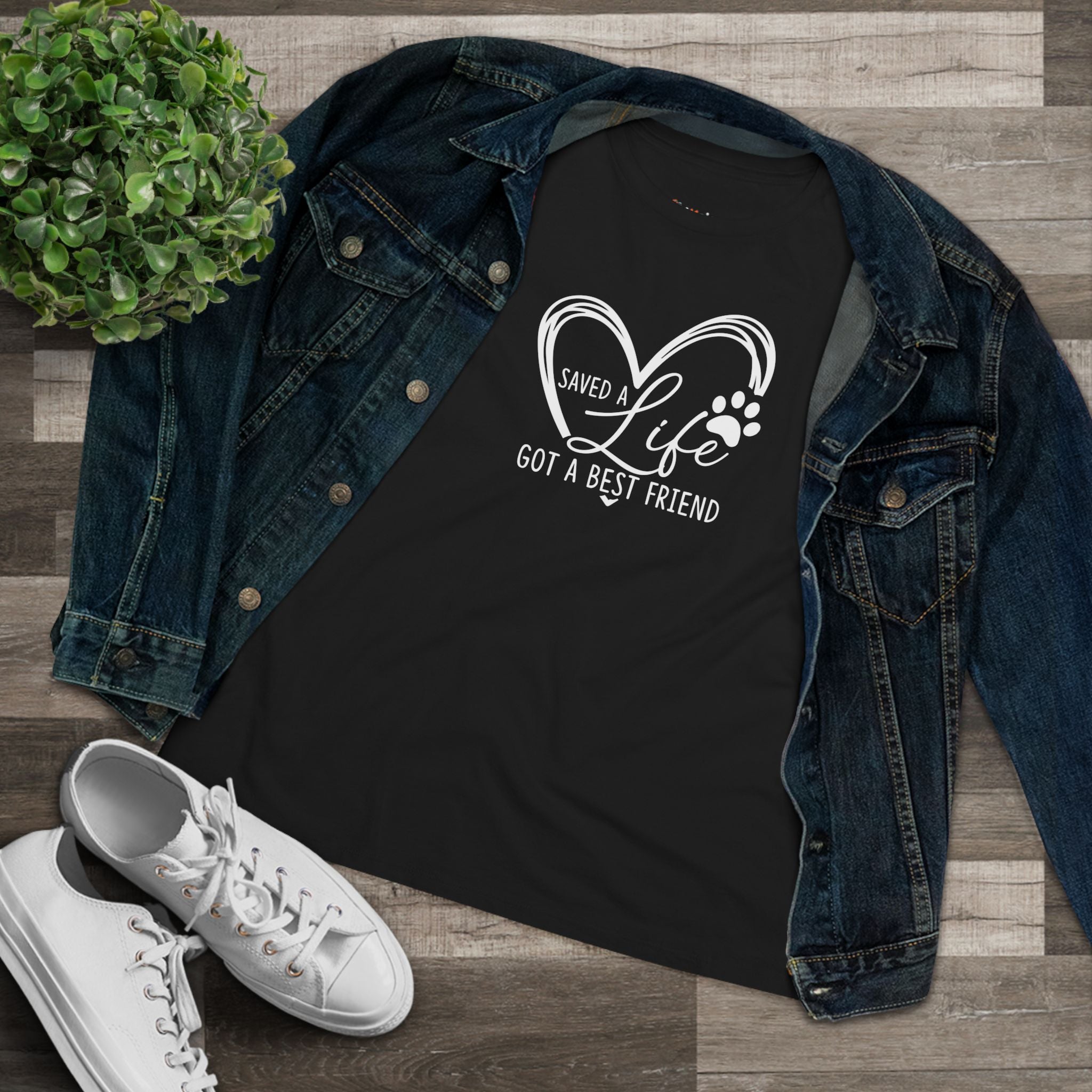 Saved A Life, Got A Best Friend | Rescue Dog Mom Womens Tshirt