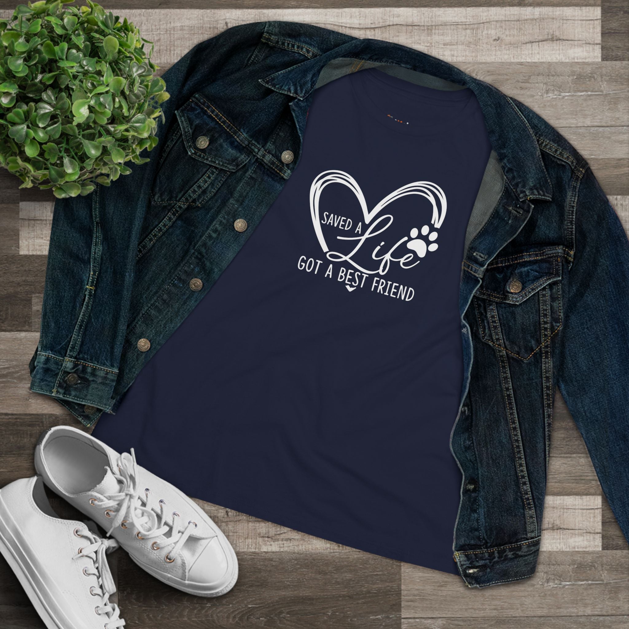 Saved A Life, Got A Best Friend | Rescue Dog Mom Womens Tshirt