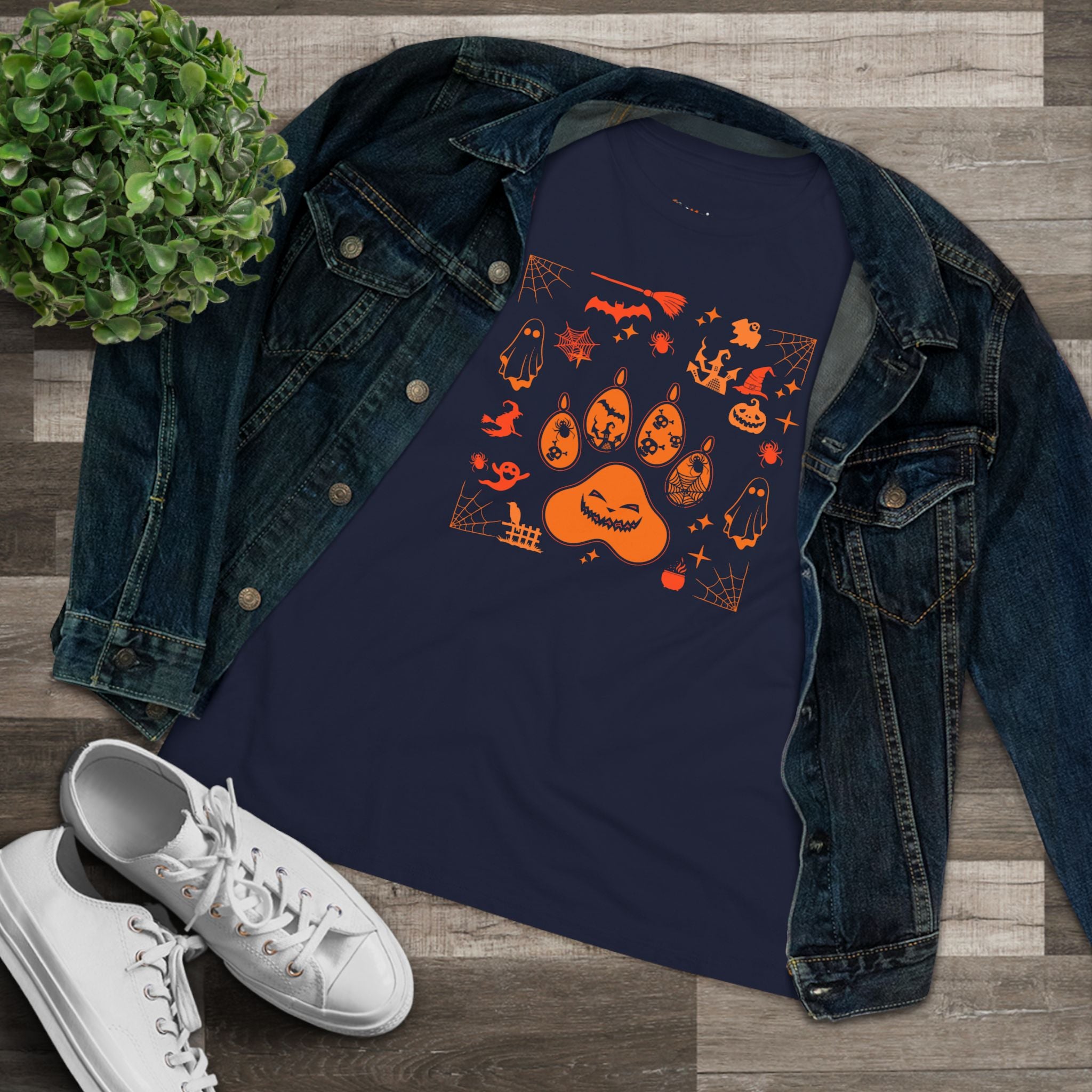 Halloween Paw | Halloween Graphic Shirt for Dog Lovers Womens Tshirt