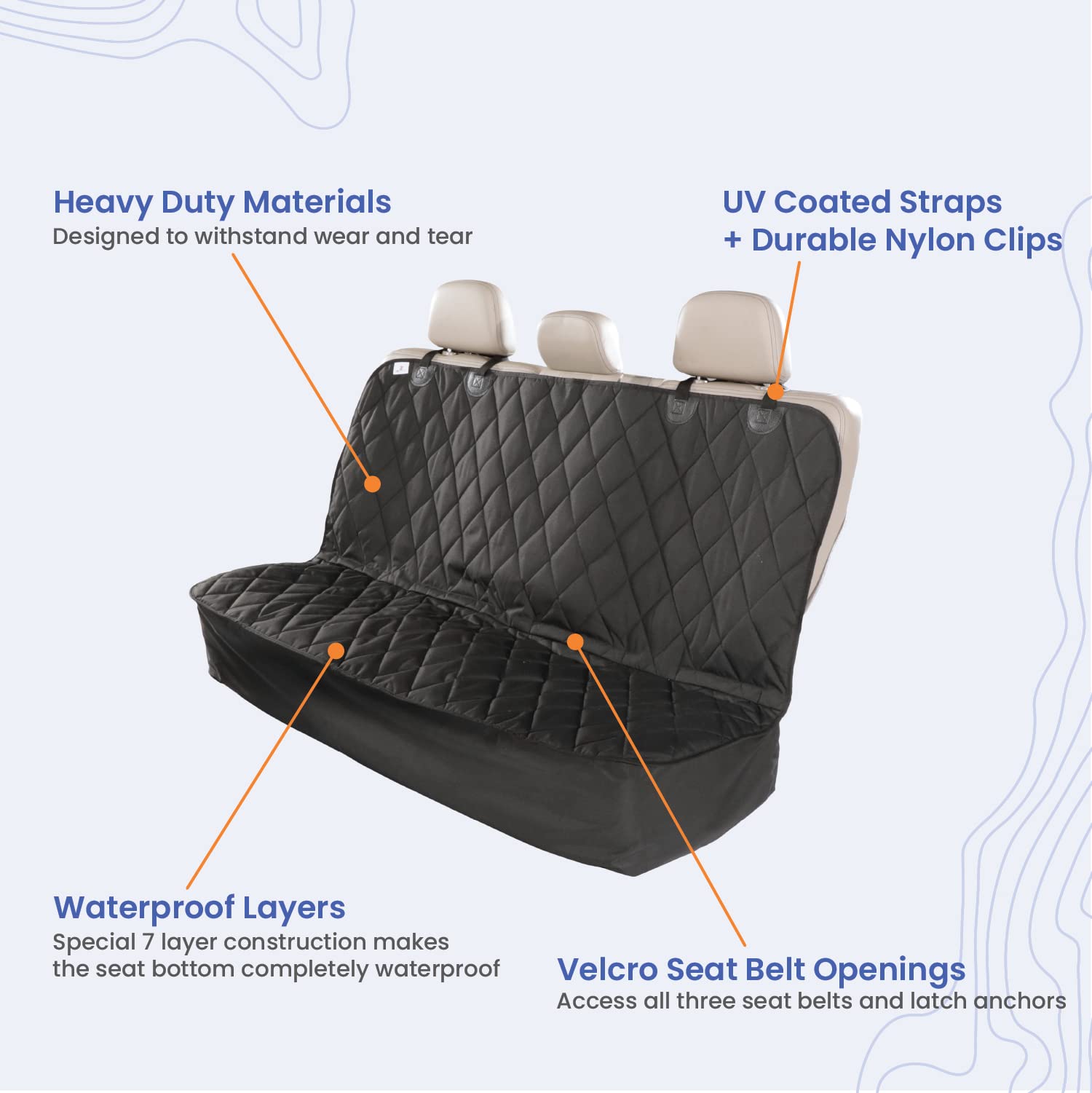 Dog Rear Seat Cover - No Hammock angle info