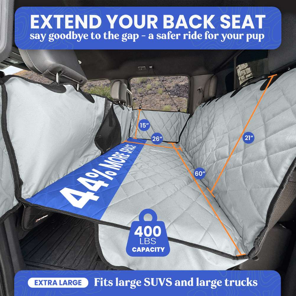 4Knines Hard Bottom Extender Car Seat Cover for Dogs - XL