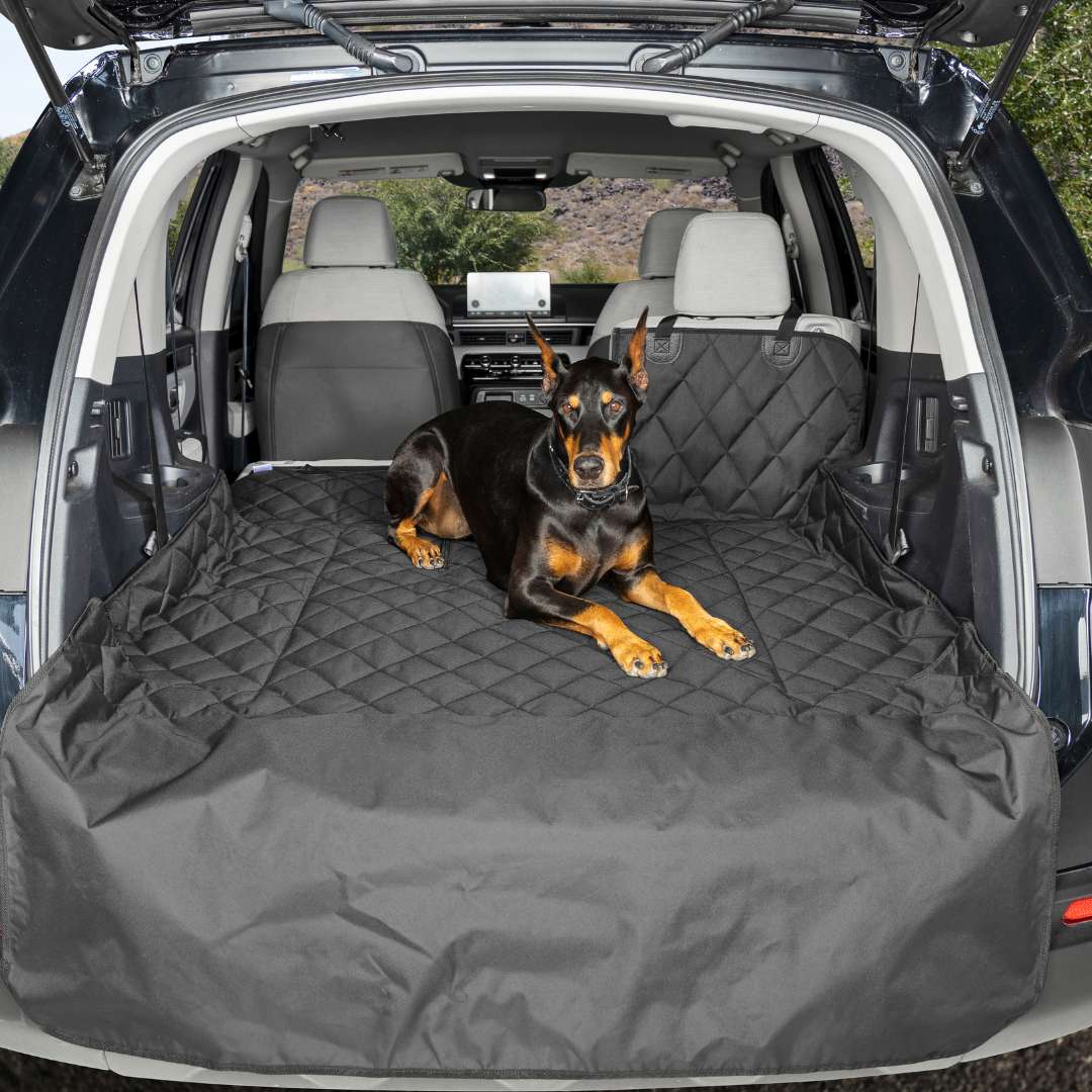 4Knines SUV Cargo Liner for Fold Down Seats Black with dog