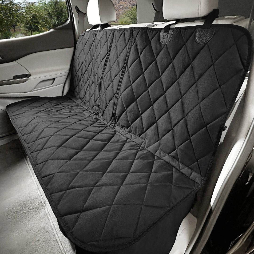 4Knines rear seat cover installed in a car, showing a clean and protected backseat ready for pets and passengers.
