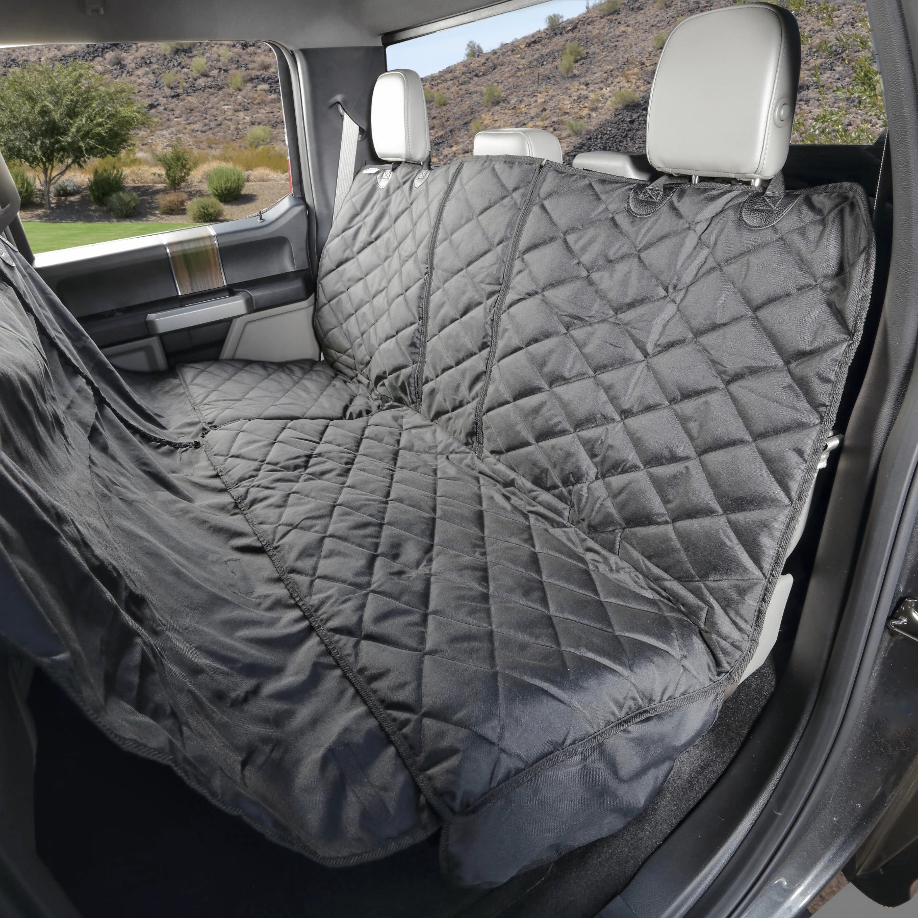 https://4knines.com/products/crew-cab-rear-bench-seat-cover-with-hammock - Seat Cover for pickup trucks