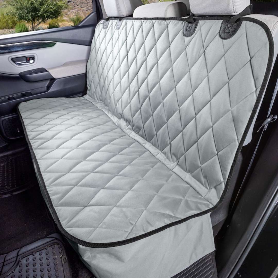 custom-fitted rear back seat cover from 4Knines in grey