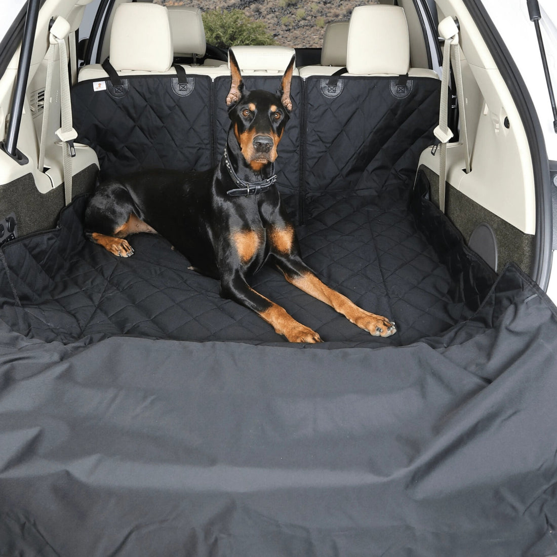 4Knines SUV Cargo Liner for Fold Down Seats with dog Black
