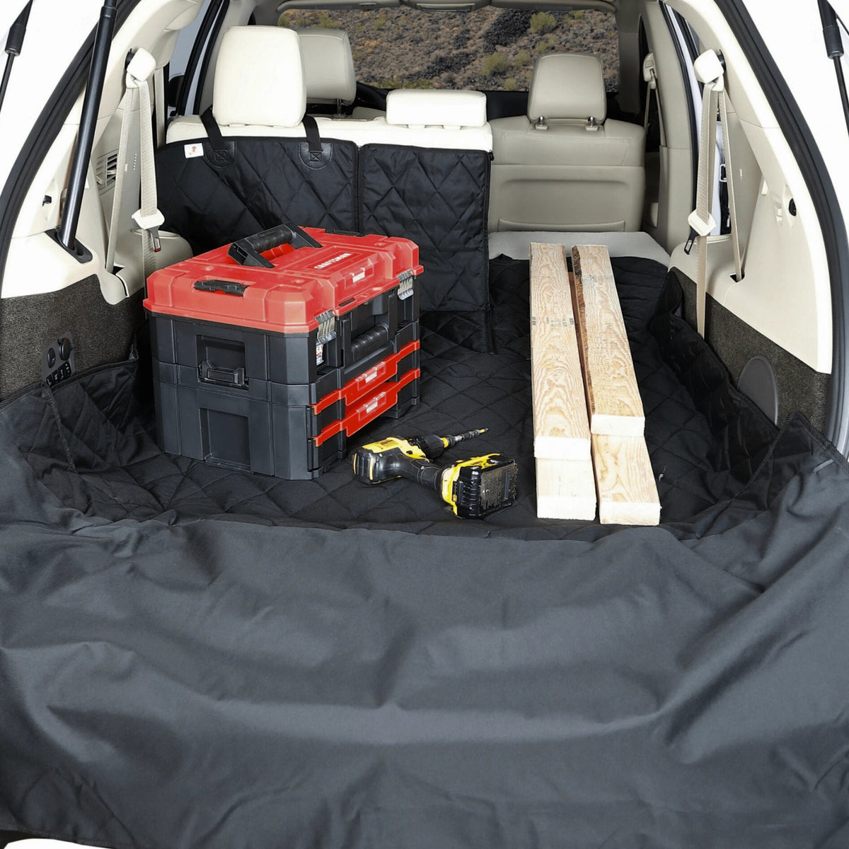 SUV Cargo Liner for Fold Down Seats with tools Black