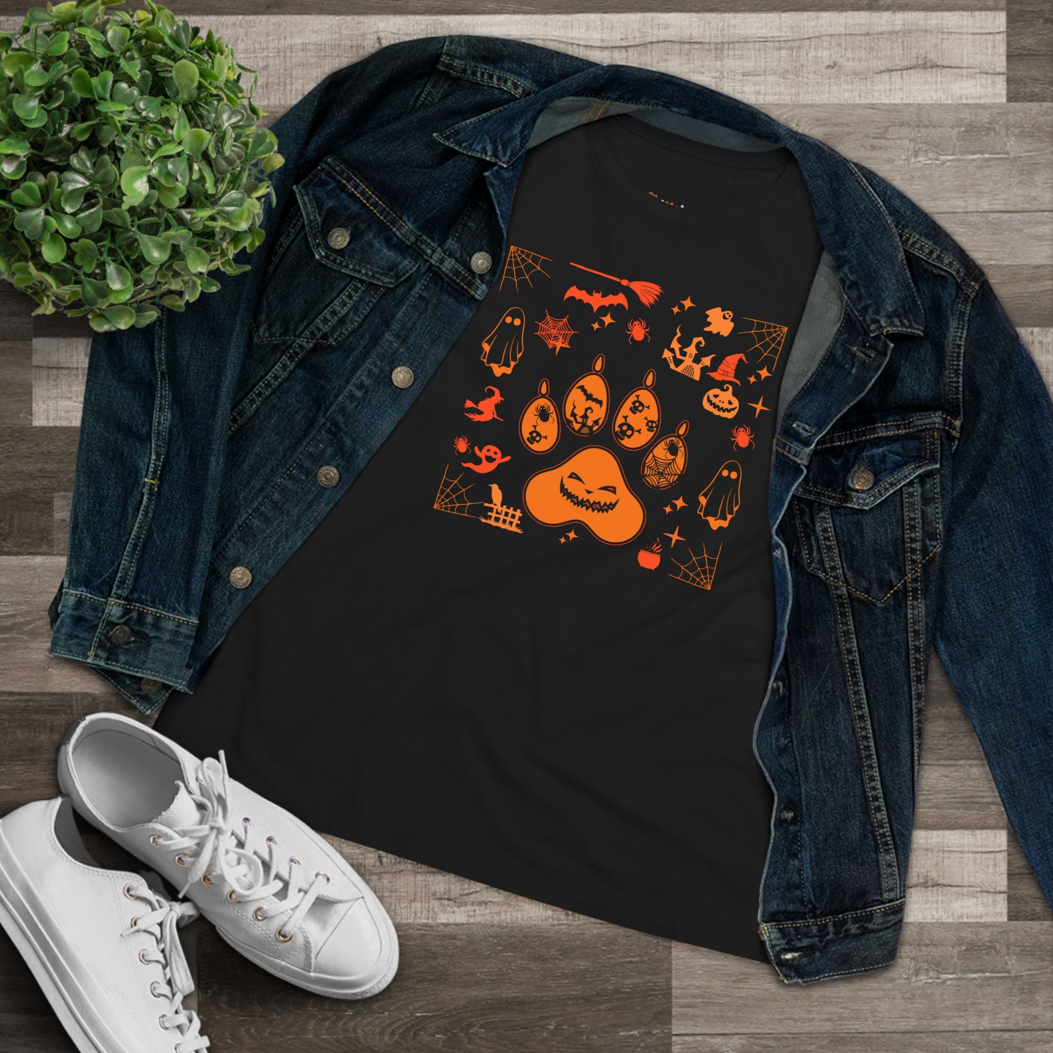 Halloween Paw | Halloween Graphic Shirt for Dog Lovers Womens Tshirt