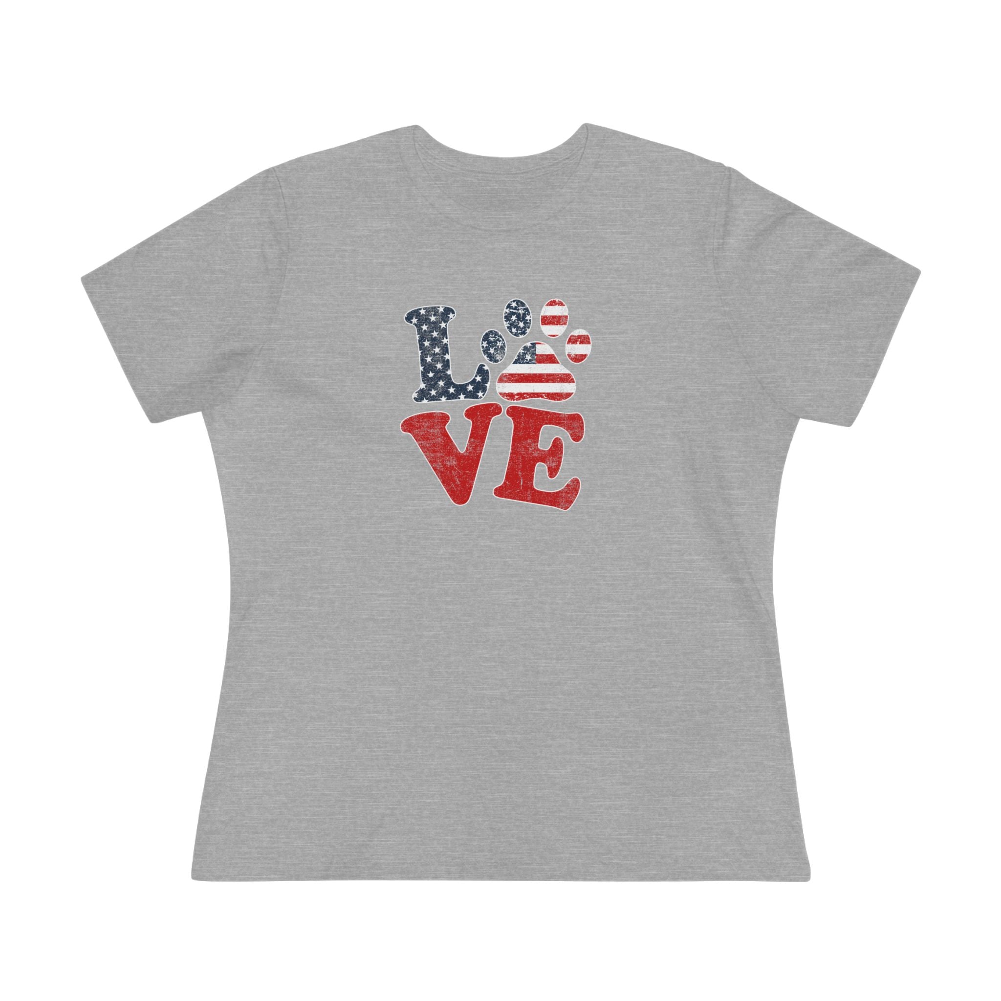 Love USA Paw | Patriotic Dog Lover Womens Tshirt