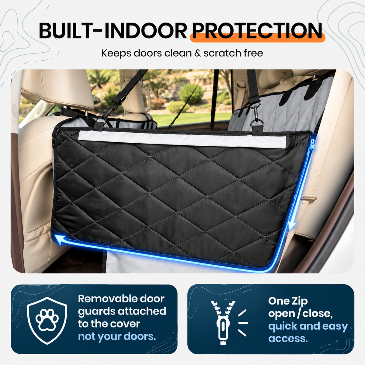 4Knines Hard Bottom Extender Car Seat Cover for Dogs - XL