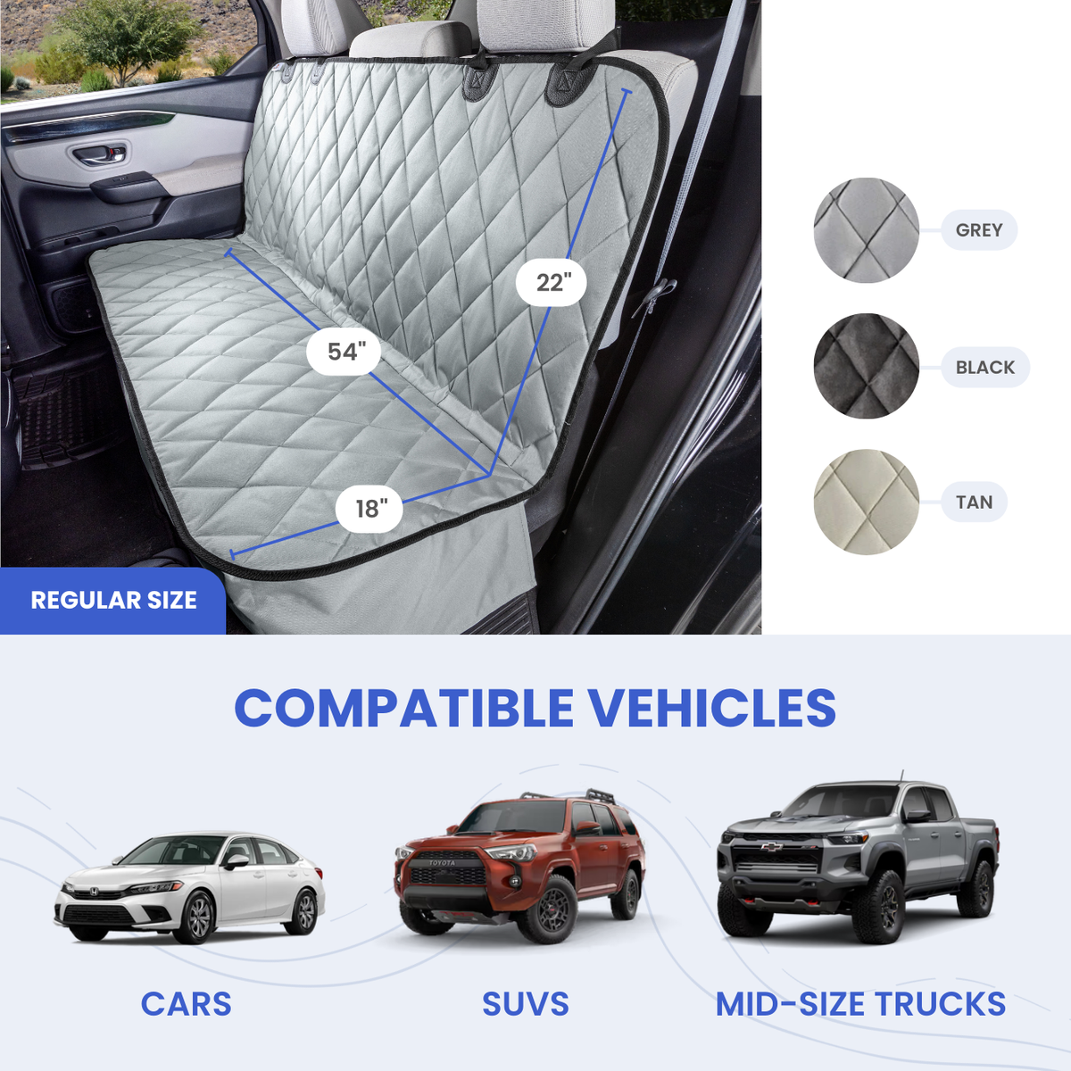 4Knines Fitted Rear Seat Cover without hammock dimensions measurements vehicle fit