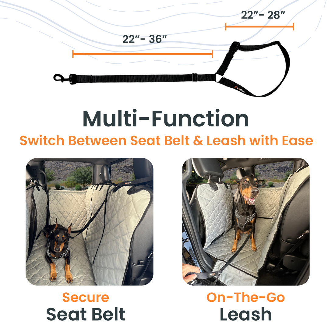 4Knines Dog Headrest Seat Belt size measurements