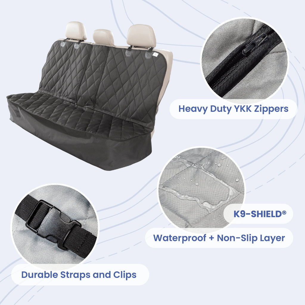 4Knines Fitted Rear Seat Cover for Fold Down Seats - No Hammock Feature callouts