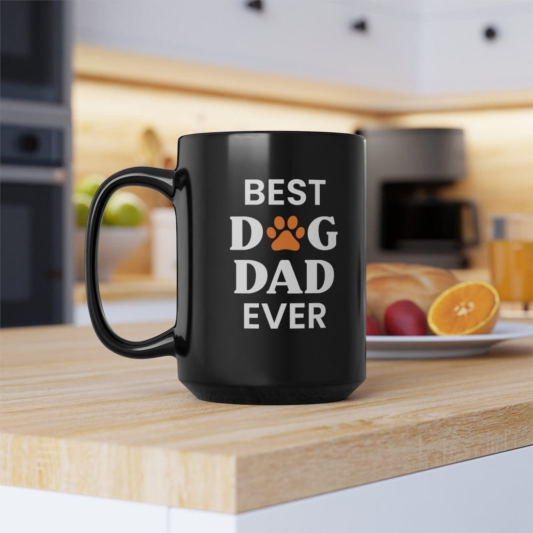 Best Dog Dad Ever Mug 15oz front on counter